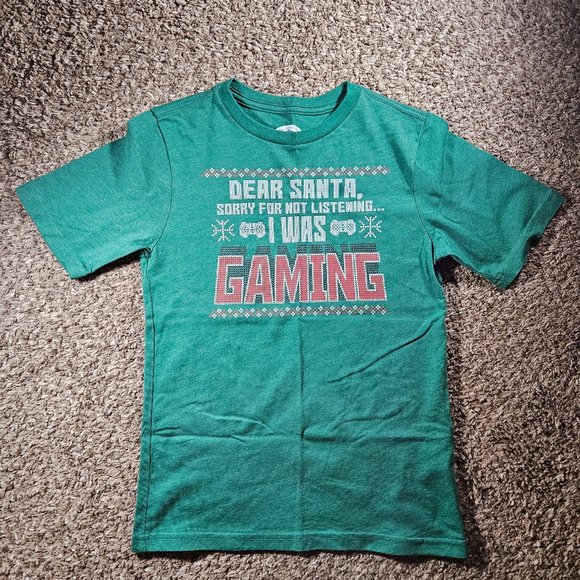 Holiday Time Dear Santa Gaming Short Sleeve Christmas T-shirt Youth Size Medium - Picture 1 of 5